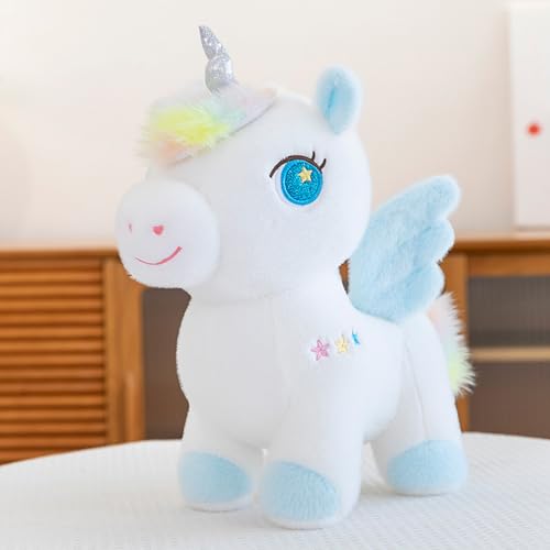 Trayosin Kuscheltier Regenbogen Einhorn großes Plüsch Einhorn Plüschtier Flauschiger Plüsch Puppe Spielzeug Geburtstag Geschenke für Kinder, Mädchen, Babys (35cm,Blue) von Trayosin