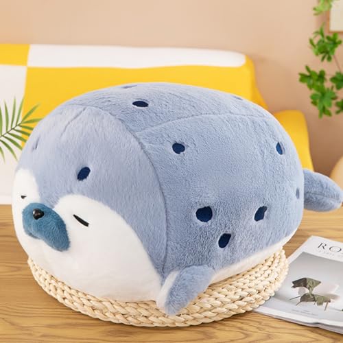 Trayosin Kuscheltier Robbe 40/60/80cm Groß Plüschtier Super Weiche Robbe Plush Pillow niedliche Plüsch Puppe Spielzeug Geburtstag Geschenk für Kinder (80cm,Blau) von Trayosin
