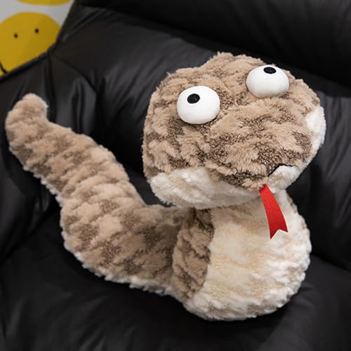 Trayosin Kuscheltier Schlange große Weiche Plüsch Schlange Stofftier Schlange Plüschtier Spielzeug Geschenke für Jungen Mädchen Geburtstag Party Prank Requisiten (70cm,Braun) von Trayosin