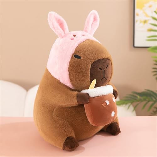Trayosin Niedliches Plüschtier Capybara Plüsch Stofftier 35/45cm Capybara Kuscheltier PlüschPuppe Spielzeug für Kinder Mädchen Erwachsene Geburtstagsgeschenke und Heimdekor (45cm,Rosa Kaninchen) von Trayosin