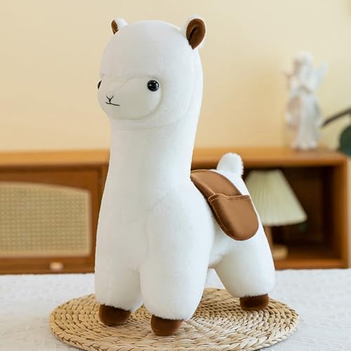 Trayosin Plüschtier Alpaka Kuscheltier Superweich Alpaka Kissen Plushies mit Rucksack Lama Stofftier Puppe Spielzeug Geschenk für Kinder Mädchen Jungen (50cm,Weiß) von Trayosin