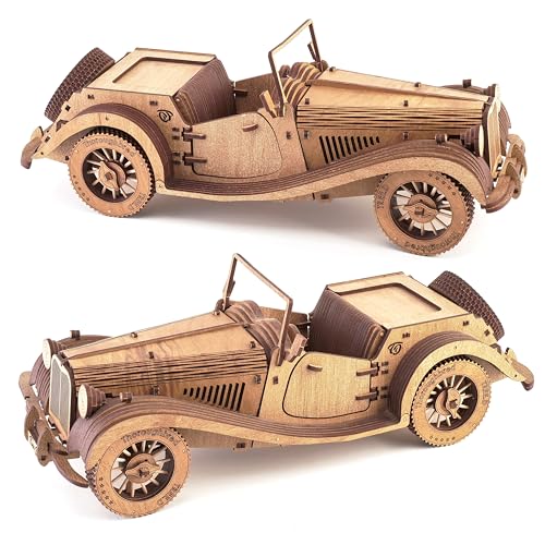 Tree D Puzzle Oldtimer Modellbausatz - Vollblut Auto 3D Puzzle Kit Idee - Brain Teaser Puzzles - Sonoma Holz 3D Puzzles Modellbausätze für Erwachsene - Modellauto Kits zum Bauen von Tree D Puzzle