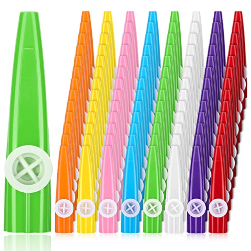 Treela Kazoos Kunststoff-Kazoos für Erwachsene, Kinder, Klassenzimmer, Austauschgeschenke, Musikinstrumente, Partygeschenke, Geschenke für Musikband, 8 Farben, 104 Stück von Treela