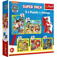 5 in 1 Puzzle + Memo – Paw Patrol 20, 30, 36, 48, 50 Teile + Memo 2x12 Tafeln von Trefl S.A.