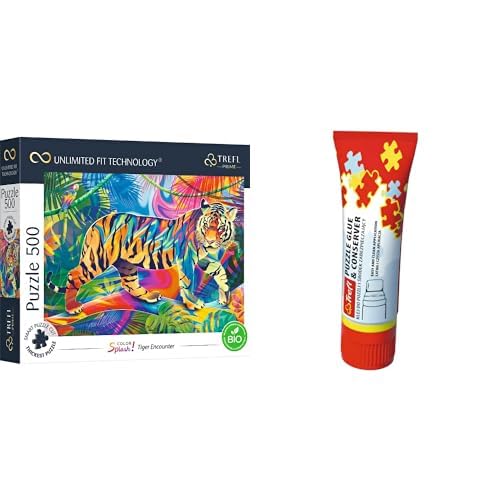 Bundle Trefl - Puzzle UFT Color Splash: Tiger Encounter, 500 Teile + Sortierhilfe, 6 Behälter von Trefl