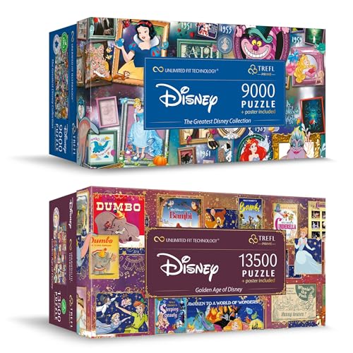 Bundle Trefl UFT Prime: Disney Collection 9000 Teile + 13500 Teile, Collage mit Märchenfiguren, Unterhaltung für Erwachsene und Kinder ab 12 Jahren, Mehrfarben, Extra Large von Trefl