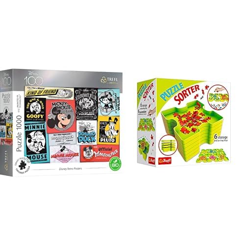 BundleTrefl 1000 Elemente Mickey Mouse, UFT Puzzle: Disney Retro Poster + Sortierhilfe, 6 Behälter BundleTrefl 1000 Elemente Mickey Mouse, UFT Puzzle: Disney Retro Poster + Sortierhilfe, 6 Behälter von Trefl