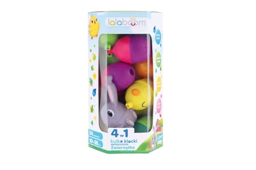 Lalaboom Trefl, Kugel Sensorische Belag, Tiere - 24er Set, 4in1 Spielzeug, Kleinkind Steine, Motorische Entwicklung, Sicheres Lernspielzeug für Kinder ab 10 Monaten von Trefl