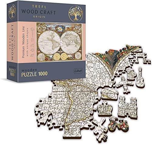 Land- und Wasserkarte der ganzen Erde von 1630 (Holzpuzzle), Antike Weltkarte Puzzle, 1000 von Trefl