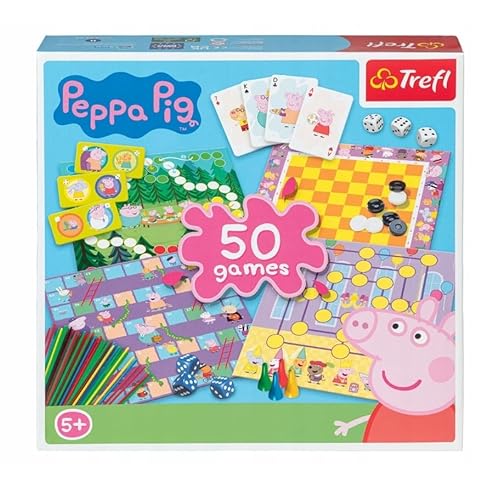 Peppa Pig - Spielesammlung/Peppa Wutz Spiel mit 50 verschiedenen Spielen, Brettspiele, Gesellschaftspiele für Kinder von Trefl