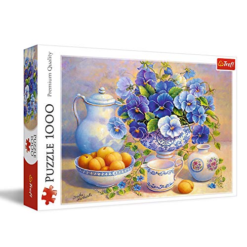 Trefl 10466 Blauer Blumenstrauß 1000 Teile, Premium Quality, für Erwachsene und Kinder ab 12 Jahren Puzzle, Farbig von Trefl