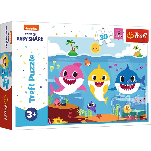 Trefl - Baby Shark, Unterwasserwelt der Haie - Puzzles mit 30 Teilen - Bunte Puzzles mit Märchenfiguren, Nickelodeon, kreative Unterhaltung, Spaß für Kinder ab 3 Jahren von Trefl
