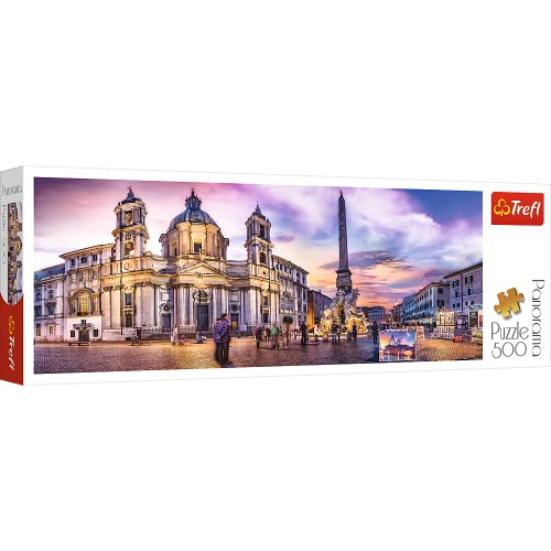 Trefl, Puzzle, Roma, Italien, Piazza Navona, 500 Teile, Panorama, Hauptstädte Europas, Stadtmotiv, Monumente, Anspruchsvoll, Jigsaw Klassische Puzzle für Erwachsene und Kinder ab 10 Jahren Puzzels von Trefl