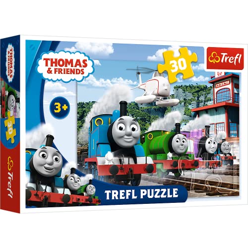 Trefl, Puzzle, Rennen auf Strecken, Thomas & Seine Freunde, 30 Teile, für Kinder ab 3 Jahren von Trefl