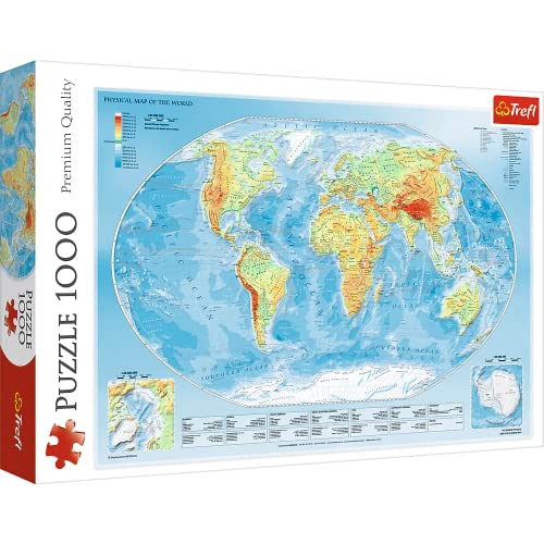 Trefl TR10463 Weltkarte 1000 Teile, Premium Quality, für Erwachsene und Kinder ab 12 Jahren Puzzle, Farbig, Lustige Katzen von Trefl