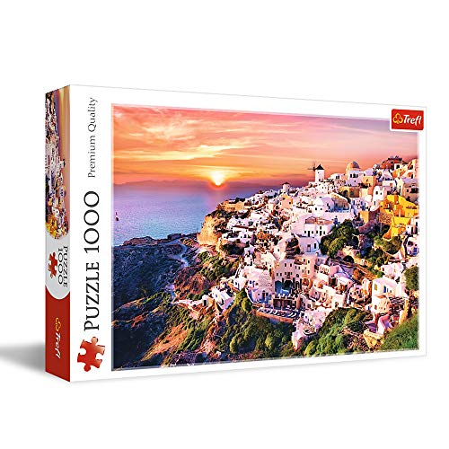 Trefl 10435 Santorin 1000 Teile, Premium Quality, für Erwachsene und Kinder ab 12 Jahren Puzzle Sonnenuntergang über Santorini, Farbig von Trefl