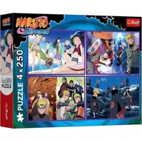 TREFL 13339 Kinderpuzzle 4 x 250 Teile Naruto Shippuden, Die Abenteuer von Naruto Uzumaki von Trefl