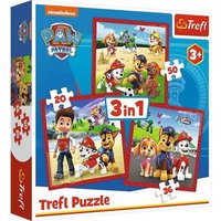 TREFL 34867 3 in 1 Kinderpuzzle 106 Teile PAW Patrol, Fröhliche Welpen von Trefl