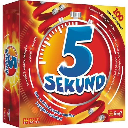 Trefl, 5 Sekunden, Gesellschaftsspiel, Familien-Spiel, Dynamisches Spiel, Überraschende Fragen, Fragen Karten, Zeitmesser, Wahnsinniger Spaß für Familie und Bekannte, Für Kinder ab 8 Jahren und von Trefl