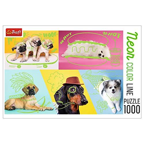 Trefl, Puzzle, Abgefahrene Hunde, 1000 Teile, Neon Color Line, Premium Quality, für Erwachsene und Kinder ab 12 Jahren von Trefl