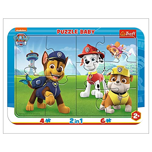 Trefl, Puzzle, Rahmenpuzzle mit Unterlage, 10 Teile, Das Paw Patrol-Team, für Kinder ab 2 Jahren von Trefl