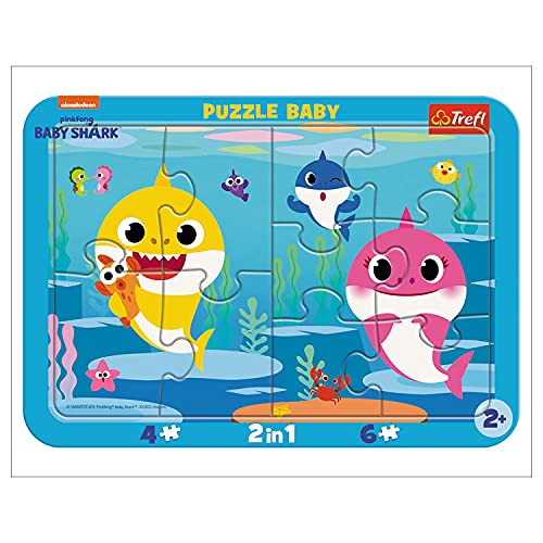 Trefl, Puzzle, Rahmenpuzzle mit Unterlage, 10 Teile, Fröhliche Haie, für Kinder ab 2 Jahren Trefl, Puzzle, Rahmenpuzzle mit Unterlage, 10 Teile, Fröhliche Haie, für Kinder ab 2 Jahren von Trefl