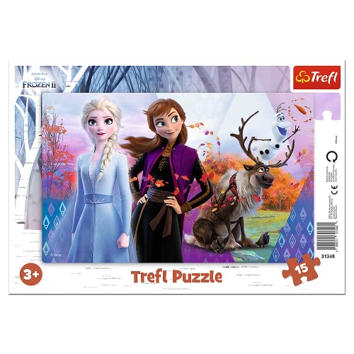 Trefl, Puzzle, Rahmenpuzzle mit Unterlage, 15 Teile, Magische Welt von Anna und Elsa, für Kinder ab 3 Jahren von Trefl