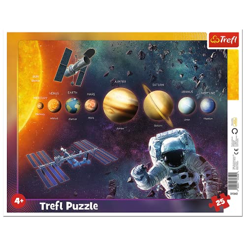 Trefl, Puzzle, Rahmenpuzzle mit Unterlage, 25 Teile, Sonnensystem, für Kinder ab 4 Jahren von Trefl