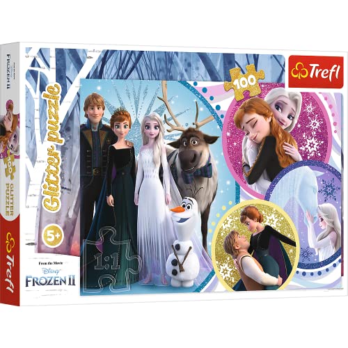Trefl, Puzzle Glitter, Im Schein der Liebe, Disney Frozen II, 100 Teile, für Kinder ab 5 Jahren von Trefl