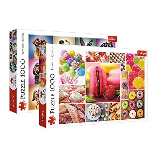 Trefl, Puzzle Set, 1000 Teile, Die lustige Hundeporträts + Bonbons, Collage, Premium Quality, für Erwachsene und Kinder ab 12 Jahre von Trefl