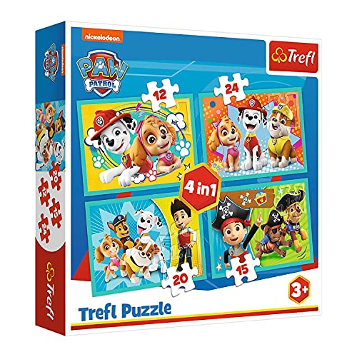 Trefl, TR34346 Puzzle, Das lustige Team von PAW Patrol, von 12 bis 24 Teilen, 4 Sets, für Kinder ab 3 Jahren von Trefl