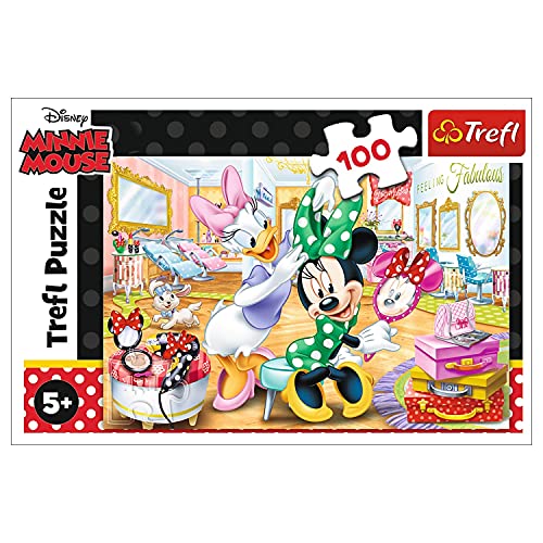 Trefl, Puzzle, Minnie im Kosmetikstudio, Disney Minnie, 100 Teile, für Kinder ab 5 Jahren von Trefl