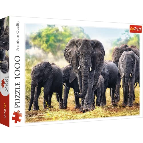 Trefl 916 10442 EA Nature 1000pcs Elephants, Multicolor, Schlafender Löwe von Trefl