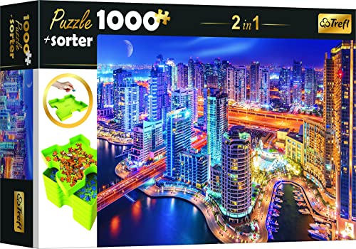 Trefl 10660 Set 2in1 Puzzle + Sorter, Puzzle 1000 Teile Dubai bei Nacht, Puzzle Sorter 6 Schalen, Ordnen, Sortieren, Transportieren und Aufbewahren, Kreative Unterhaltung, Trefl 10660 Set 2in1 Puzzle + Sorter, Puzzle 1000 Teile Dubai bei Nacht, Puzzle Sorter 6 Schalen, Ordnen, Sortieren, Transportieren und Aufbewahren, Kreative Unterhaltung, von Trefl