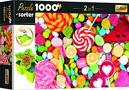 Trefl 10662 Puzzle 1000 Teile, Sorter 6 Schalen, Ordnen, Sortieren, Transportieren und Aufbewahren, Kreative Unterhaltung, Für Erwachsene und Kinder ab 12 Jahren Set 2in1, Süßigkeiten von Trefl