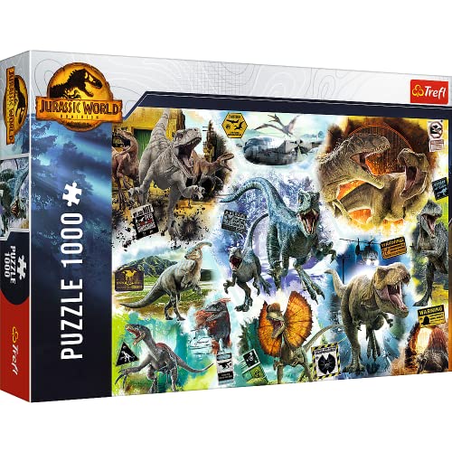 Trefl 10727 1000 Teile, DIY kreative Unterhaltung Spaß, Klassische Puzzles für Erwachsene und Kinder ab 12 Jahren, Jurassic World: Dominion Auf den Spuren der Dinosaurier von Trefl