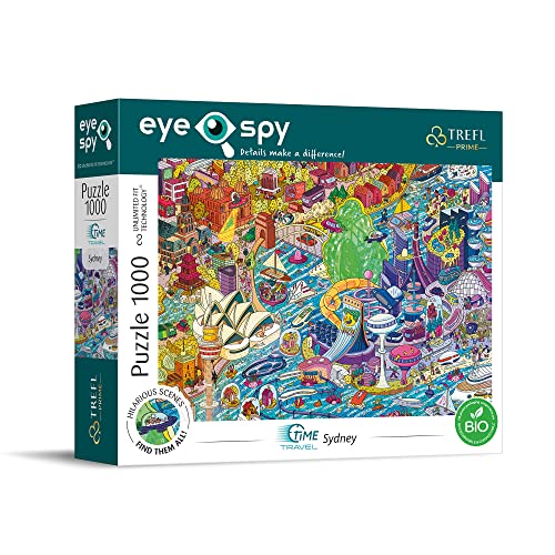 Trefl Prime - Puzzle UFT Eye-Spy Time Travel: Sydney, Australien - 1000 Elemente, Überraschende Details, Komische Szenen, Dickster Karton, Bio, ÖKO von Trefl