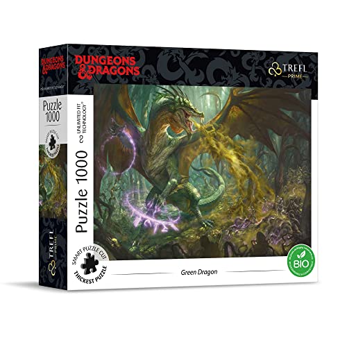 Trefl Prime - UFT Puzzle Dungeons & Dragons: Grüner Drache - 1000 Elemente - Dickste Pappe, Bio, Grüner Drache, Fantasy, Kreative Beschäftigung für Erwachsene und Kinder ab 12 Jahren von Trefl
