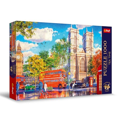 Trefl 10805 Premium Plus Quality-Puzzle Tea Time Aussicht auf London-1000 Elemente, Serie Gemalter Nostalgischer Bilder, Ideale Anpassung der Teile, für Erwachsene und Kinder ab 12 Jahren, Mehrfarbig von Trefl