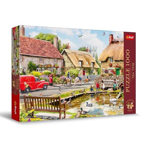 Trefl Premium Plus Quality - Puzzle Tea Time: Sommer in der Kleinstadt - 1000 Elemente, Serie Gemalter Nostalgischer Bilder, Ideale Anpassung der Teile, für Erwachsene und Kinder ab 12 Jahren von Trefl