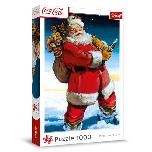 Trefl - Coca-Cola, Weihnachtsmann im Schnee - Puzzle 1000 Elemente - Weihnachtspuzzle, für Erwachsene und Kinder ab 14 Jahren von Trefl