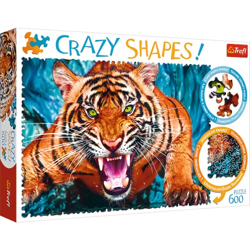 Trefl TR11110 Auge mit einem Tiger 600 Teile, Crazy Shapes, Premium Quality, für Erwachsene und Kinder ab 10 Jahren Puzzle, Farbig von Trefl