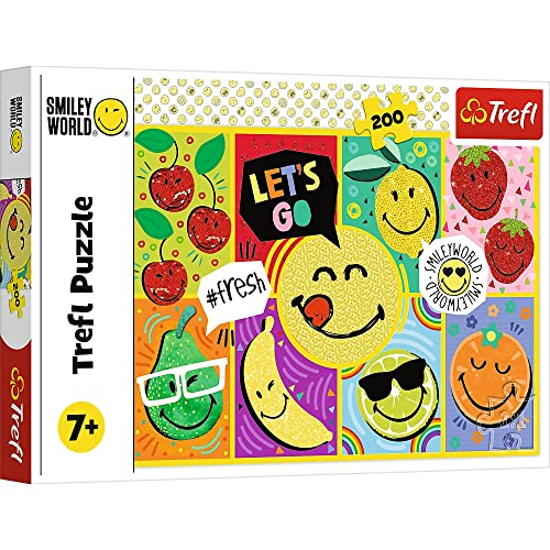 Tréfl - Smiley World, Joyeux Smiley - Puzzle 200 Pièces - Sourire, Emotes, Puzzles Colorés avec Fruits, Divertissement Créatif, Amusant pour les Enfants à partir de 7 ans von Trefl