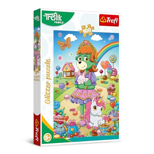 Trefl 14833 Trefliki Familie The Family, Trefliks-Glitter 100 Teile-Glänzendes Puzzle mit den Figuren der Fernsehserie, Kreative Unterhaltung, Spiel für Kinder ab 5 Jahren, Mehrfarbig Trefl 14833 Trefliki Familie The Family, Trefliks-Glitter 100 Teile-Glänzendes Puzzle mit den Figuren der Fernsehserie, Kreative Unterhaltung, Spiel für Kinder ab 5 Jahren, Mehrfarbig von Trefl
