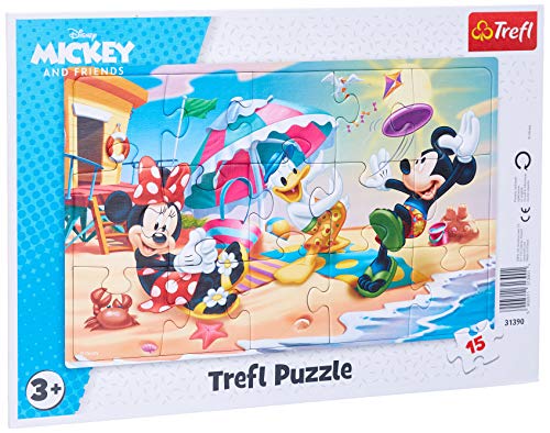 Trefl, Puzzle, Rahmenpuzzle mit Unterlage, 15 Teile, Strandspiele, für Kinder ab 3 Jahren von Trefl