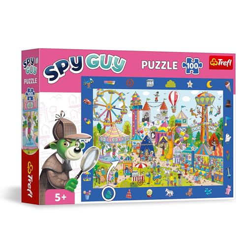 Trefl 15592 Beobachtungs Spy Guy: Rummelplatz-100 Elemente-Finde alle Gegenstände aus dem Rahmen, Buntes Puzzle Voll mit Details, Aufmerksamkeitstraining für Kinder ab 5 Jahren, Mehrfarbig von Trefl