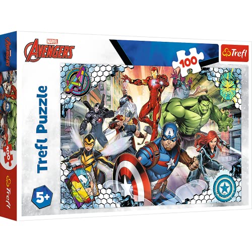 Trefl - Marvel The Avengers, Berühmte Avengers - Puzzle 100 Elemente - Bunte Puzzles mit Marvel Superhelden, Disney, Kreative Unterhaltung, Spaß für Kinder ab 5 Jahren von Trefl