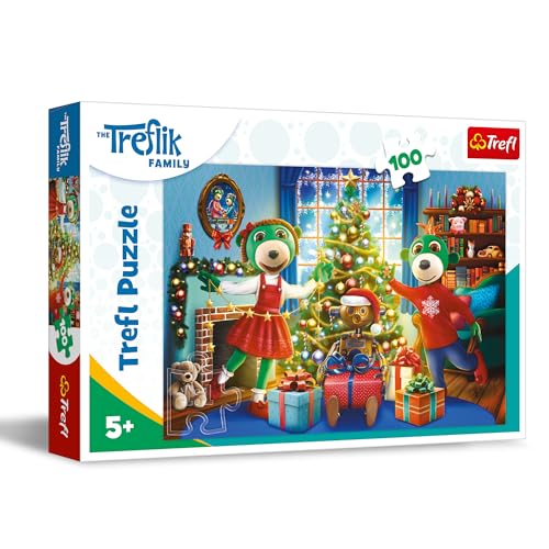 Trefl – The Treflik Family, Winterliche Trefliks – Puzzle 100 Elemente – Weihnachtspuzzle Helden der Fernsehserie, Kreative Unterhaltung, Spiel für Kinder ab 5 Jahren von Trefl