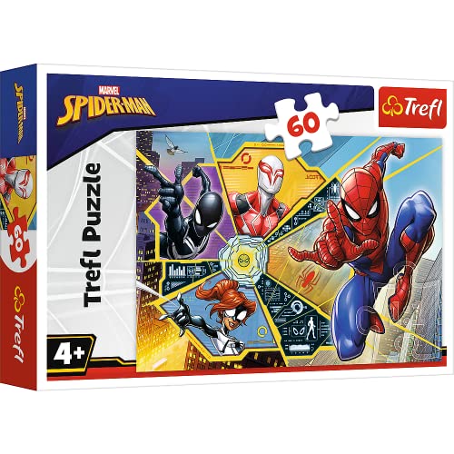 Trefl 17372 60 Teile Im Netz für Kinder ab 4 Jahren Puzzle, Disney Marvel Spiderman von Trefl