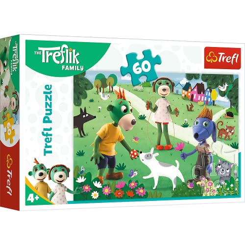 Trefl - Die Familie Treflik, EIN fröhlicher Tag für die Trefliks - Puzzle 60 Elemente - Bunte Puzzles mit den Märchenfiguren der Familie Treflik, Spaß für Kinder ab 4 Jahren von Trefl